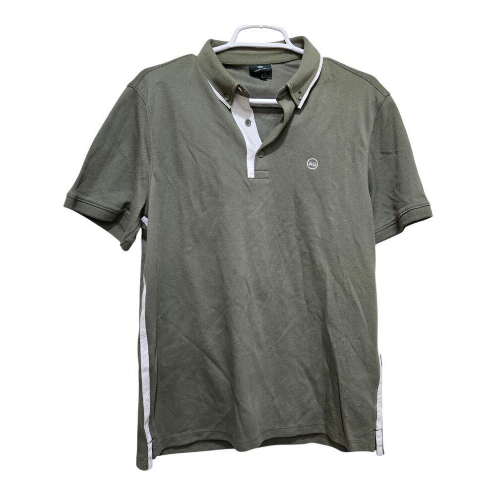 AG Adriano Goldschmied Olive Polo Shirt M Contrast Trim